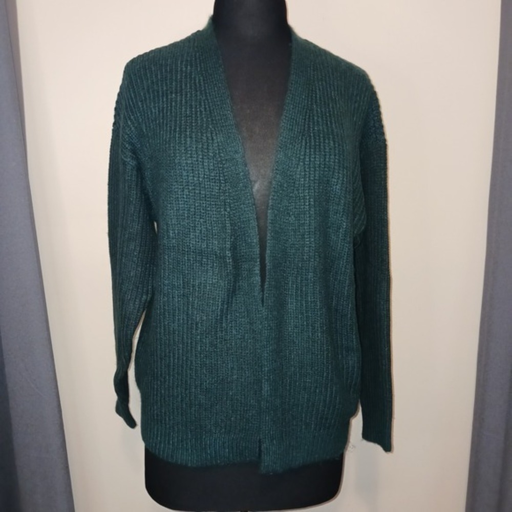 LOFT Outlet Dark Green Ribbed Knit‎ Open Front Cardigan Warm Soft 
Sweater Small